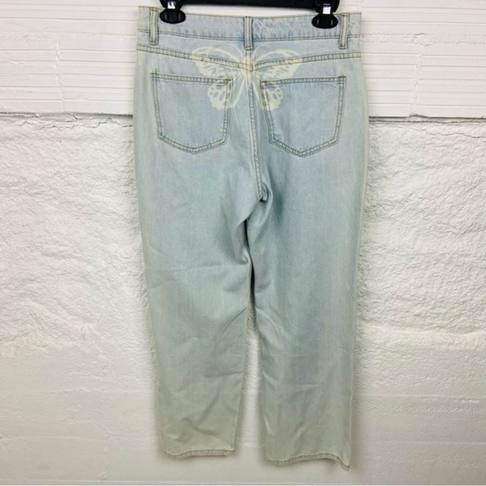 NWT BETWEEN US Y2K High rise straight denim jean butterfly print back jeans 13
